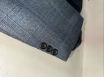 New Men’s Circle S Blue Plaid Suit Jacket 46R #25832 X-606