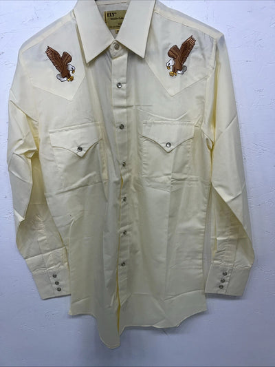 New Men’s Yellow ELY Wildlife Collection Western Pearl Snap Shirt Small A-171