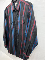 New Men’s ELY Cattleman Multicolor Stripe Long Sleeve Pearl Snap Large 16.5 Q-59