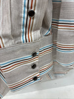 New Men’s Tem Tex Brown Stripe Long Sleeve Pearl Snap 16 Large X-46