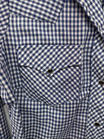 New Women’s Dickson Jenkins Blue Checker Long Sleeve Pearl Snap Size 32 MM-92