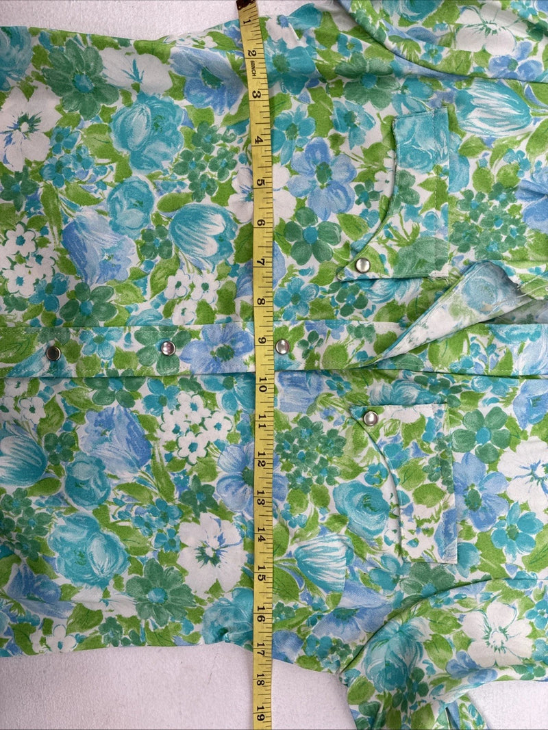 New Kids Rockmount Green Floral Long Sleeve Pearl Snap 8/30 LL-74