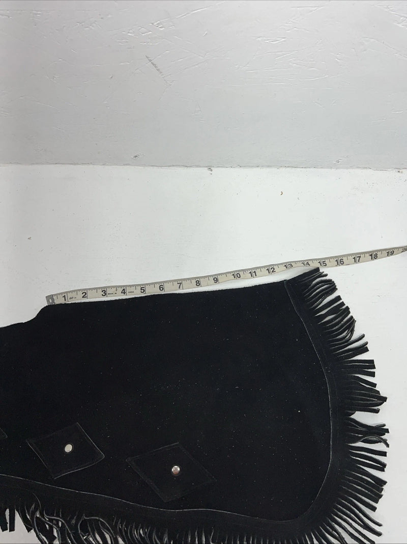 New Black ABetta Show Chaps With Fringe Adjustable Waist XL 46” L-33