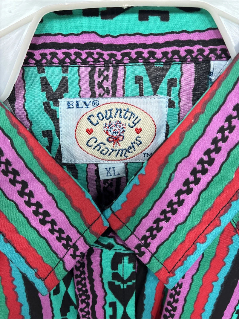 New Women’s Country Charmers Multicolor Long Sleeve Pearl Snap XL II-57