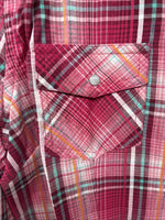 New Women’s Cumberland Pink Plaid Long Sleeve Pearl Snap Medium YY-120