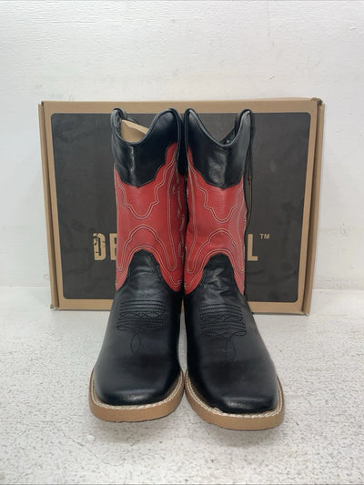 New Youth Black DBL Barrel Cowboy Boots. 4472001 5.5 5 1/2. 2-104