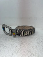 New Black And White Genuine Leather Nocona Rainbow Bling M Belt #N1330999 Z-27