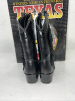 New Children’s Black Texas Brand Cowboy Boots With Fringe. C2690 9 D. 24-28