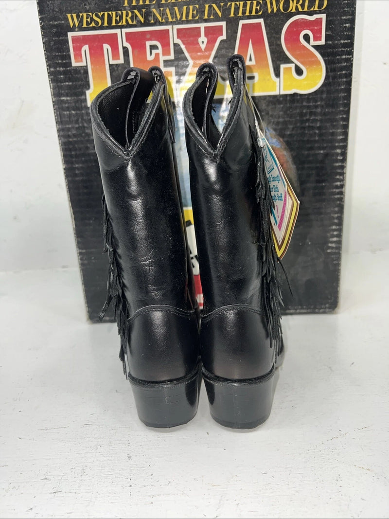 New Children’s Black Texas Brand Cowboy Boots With Fringe. C2690 9 D. 24-28