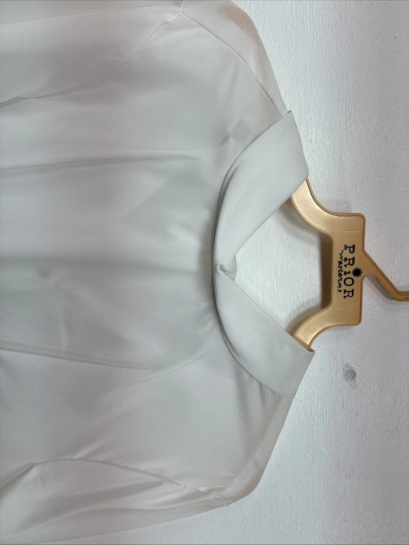 New Women’s Prior White Long Sleeve Pearl Snap English Shirt 38 KK-64