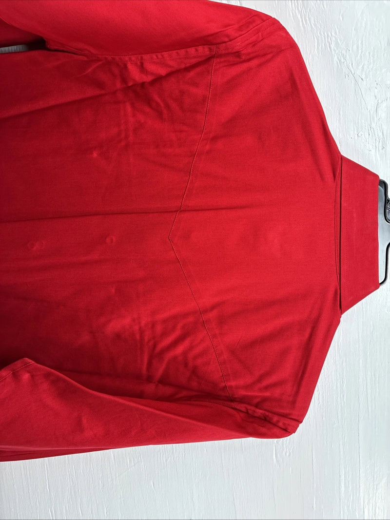New Men’s White Horse Western Red Long Sleeve Pearl Snap Medium V-13  