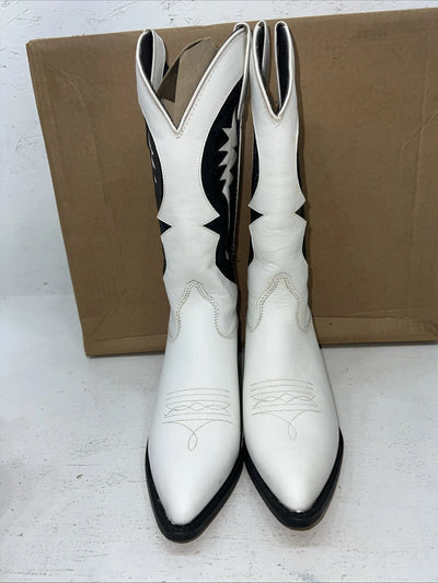 New Women’s White And Black Capezio Cowboy Boots. L777 6 M. 19-26