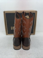 New Youth Brown DBL Barrel Cowboy Boots. 4475202 5. 2-96