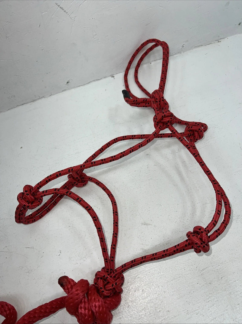 New Tough Red 1 Poly Rope Halter And 8” Lead Rope #50-1010 G-505
