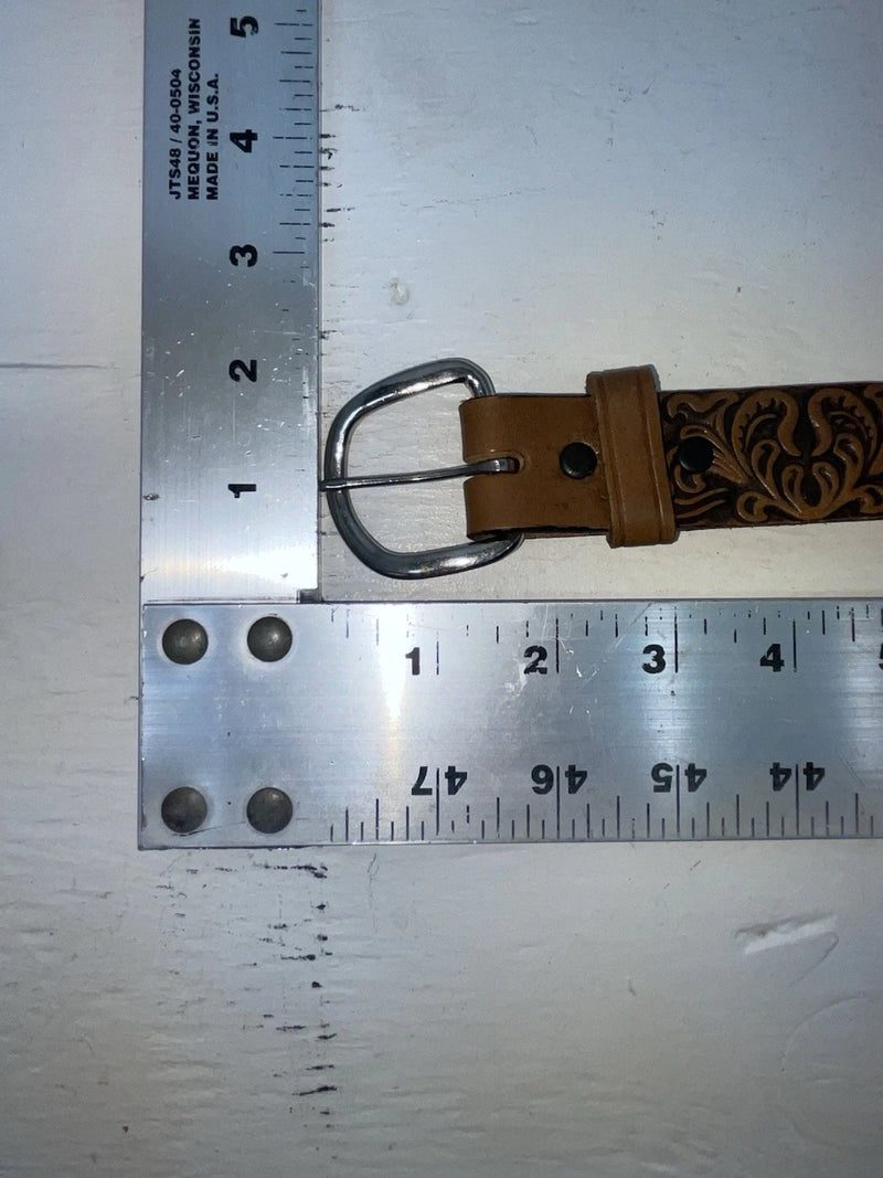 New brown Genuine Leather Chambers Tooled 24” Belt #5442 NN-50