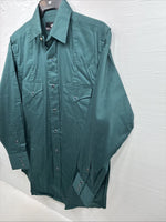 New Men’s Western Express Green Long Sleeve Pearl Snap Medium K-37