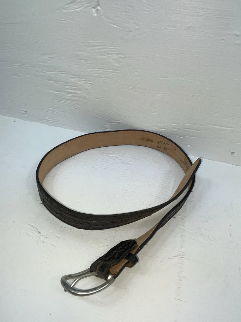 New Black Genuine Leather Stitched 34” Belt #800 Z-158