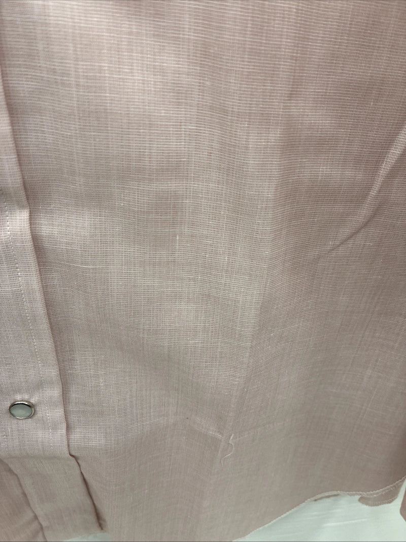 New Men’s H Bar C Pink Long Sleeve Pearl Snap 16 X 36 Large X-71