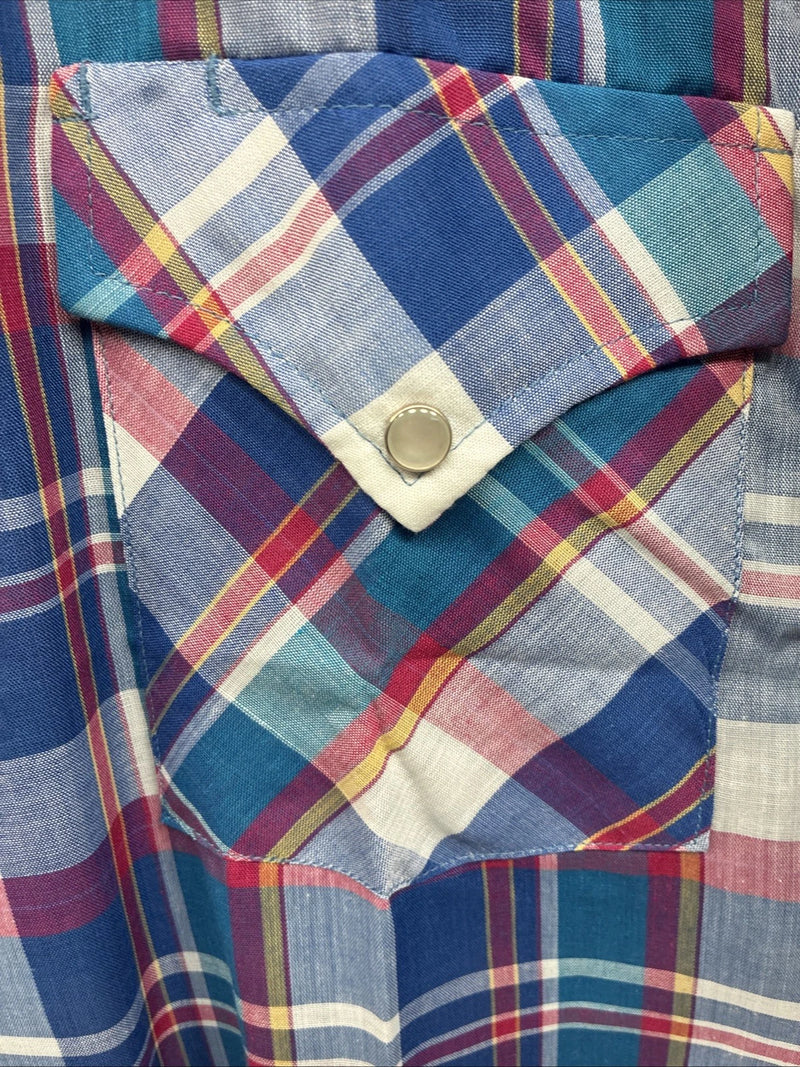 New Men’s ELY Cattleman Multicolor Plaid Short Sleeve Pearl Snap XL Short T-30