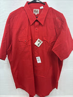 New Men’s ELY Cattleman Red Simple Short Sleeve Pearl Snap 18 2XL K-96