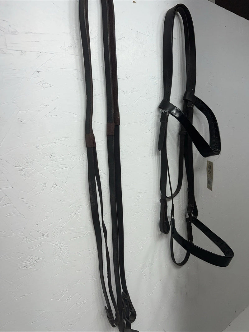 New Silver Fox Black Draft Bridle With Reins #20-05607-2-0 BB-37