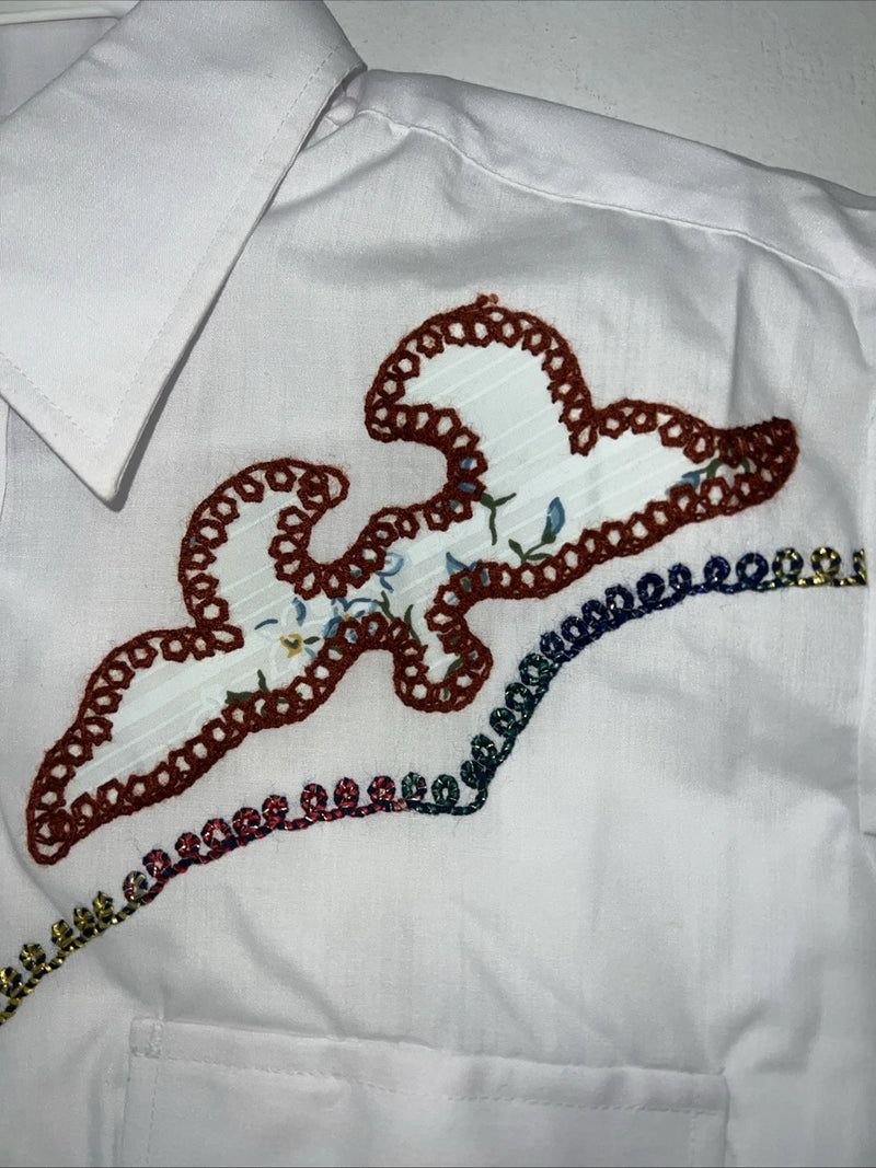 New Men’s White Champion Western Long Shirt. 15.5 X 34 Medium Pearl Snap A-176