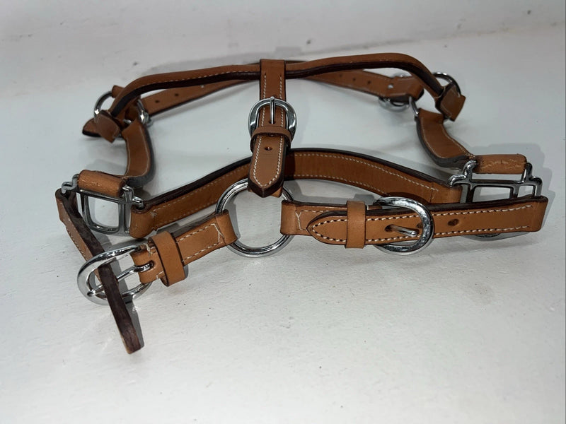 New Light Oil Brown Leather Jewl Bling Full horse Show Halter 3C-17