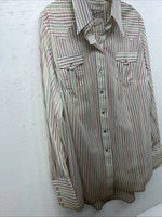 New Men’s Rainbow Striped Rockmount Ranchwear Pearl Snap Long Sleeve M I-39