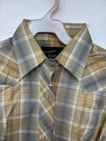 New Women’s Champion Western Yellow Plaid Long Sleeve Pearl Snap Size 12 LL-109