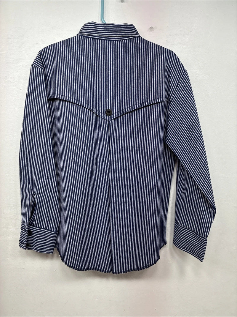 New Kids Denver Blue Stripe Long Sleeve Button Up Size 8 DD-135