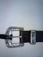 New Black Genuine Leather Double S Pendent 28” Belt #3508501 JJ-118