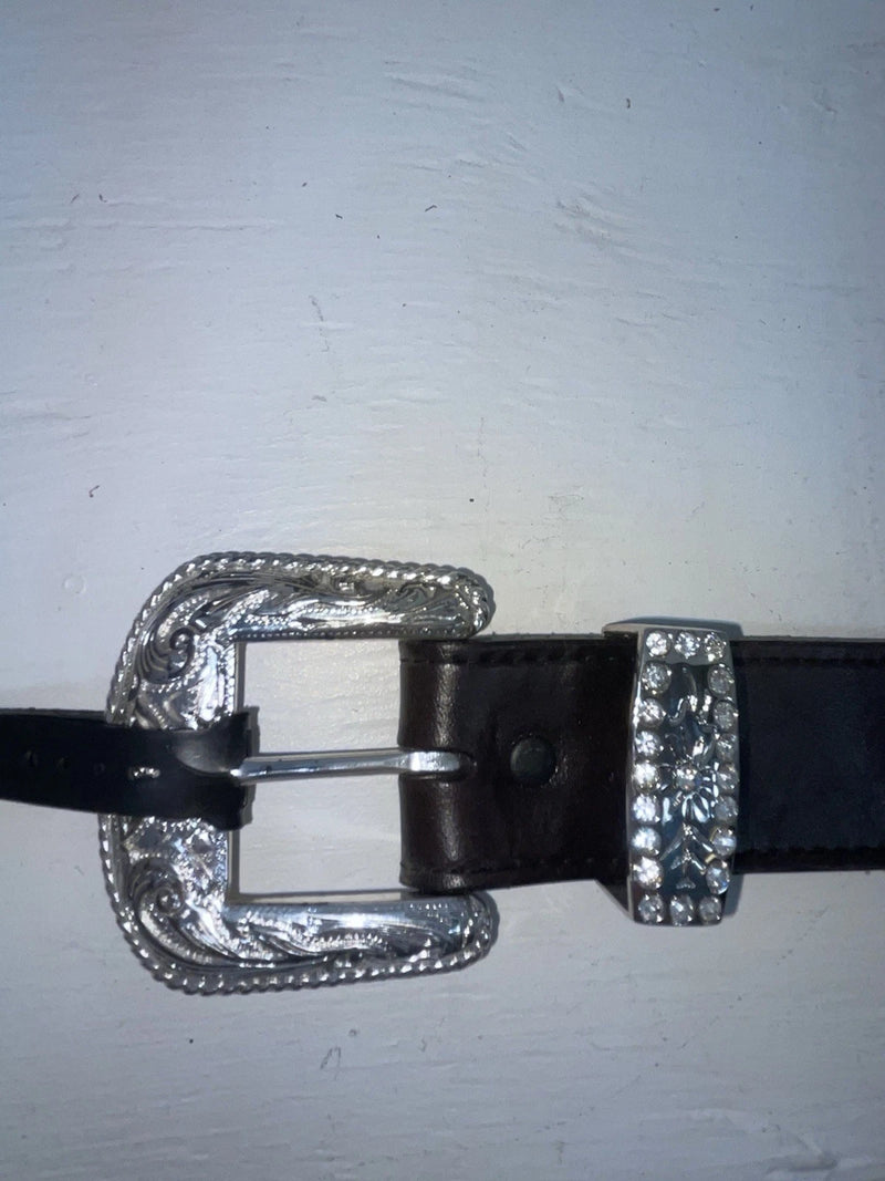 New Black Genuine Leather Double S Pendent 28” Belt #3508501 JJ-118
