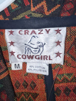 New Women’s Red Crazy Cowgirl Long Sleeve Shirt M #ccj74 3B-91