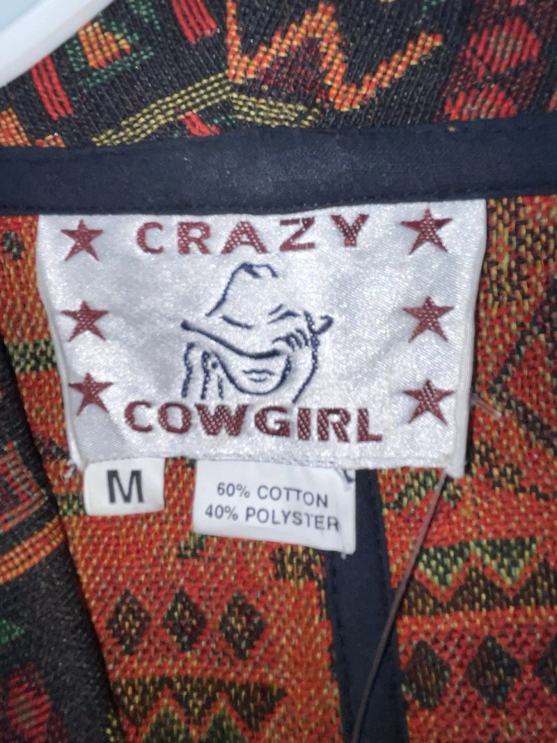 New Women’s Red Crazy Cowgirl Long Sleeve Shirt M #ccj74 3B-91