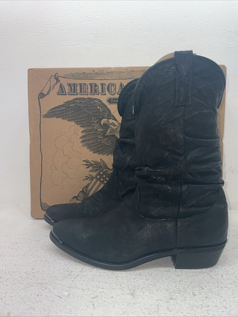 New Men’s Black American West Cowboy Boots. 6801 9 D. 3-82