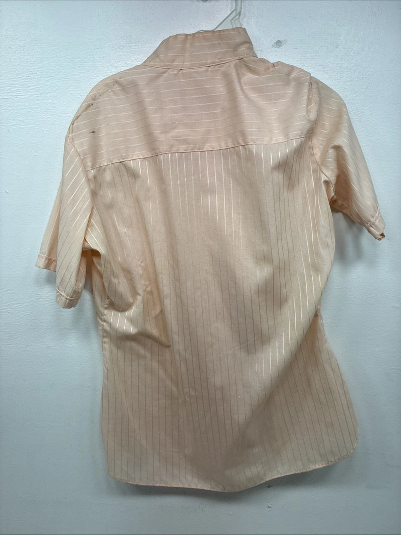 New Women’s Devon Aire Orange Stripe Short Sleeve Button Up Size 40 YY-5
