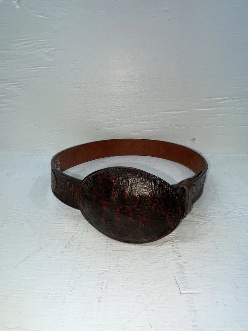 New Brown Genuine Leather Double S Tooled Fish 26” Belt #3012802 JJ-145