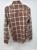 New Women’s Panhandle Slim Orange Plaid Long Sleeve Pearl Snap 10 X 32 LL-34