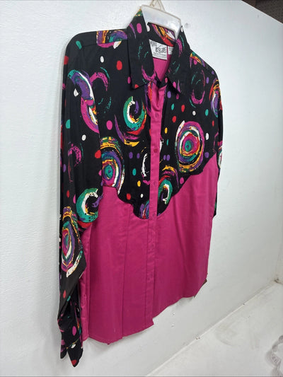 New Women’s Mine & Bills Pink Design long Sleeve Button Up Medium MM-108