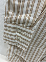 New Men’s Tem Tex Tan White Stripe Long Sleeve Pearl Snap Medium E-74