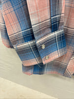 New Girls Cumberland Blue Pink Plaid Long Sleeve Pearl Snap 3XL CC-111