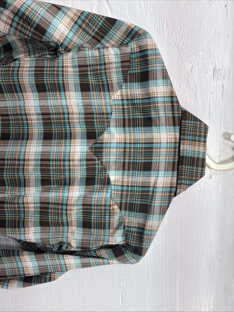 New Kids Panhandle Slim Multicolor Plaid Long Sleeve Pearl Snap Size 10 CC-84