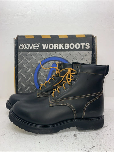 New Men’s Black Lace Up Acme Cowboy Boots. 9083 13 E W. 10-51