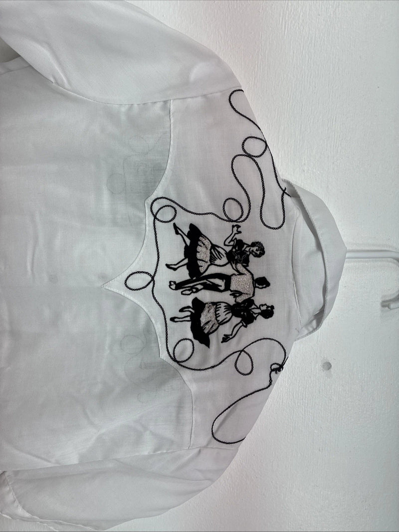 New Women’s Rockmount White Designed Short Sleeve Pearl Snap Size 32 DD-122