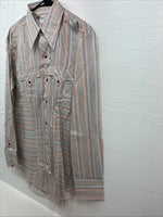 New Men’s Tem Tex Multicolor Stripe Long Sleeve Pearl Snap 16 Large Q-79