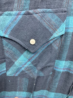 New Men’s ELY Cattleman Blue Plaid Long Sleeve Pearl Snap XL H-74