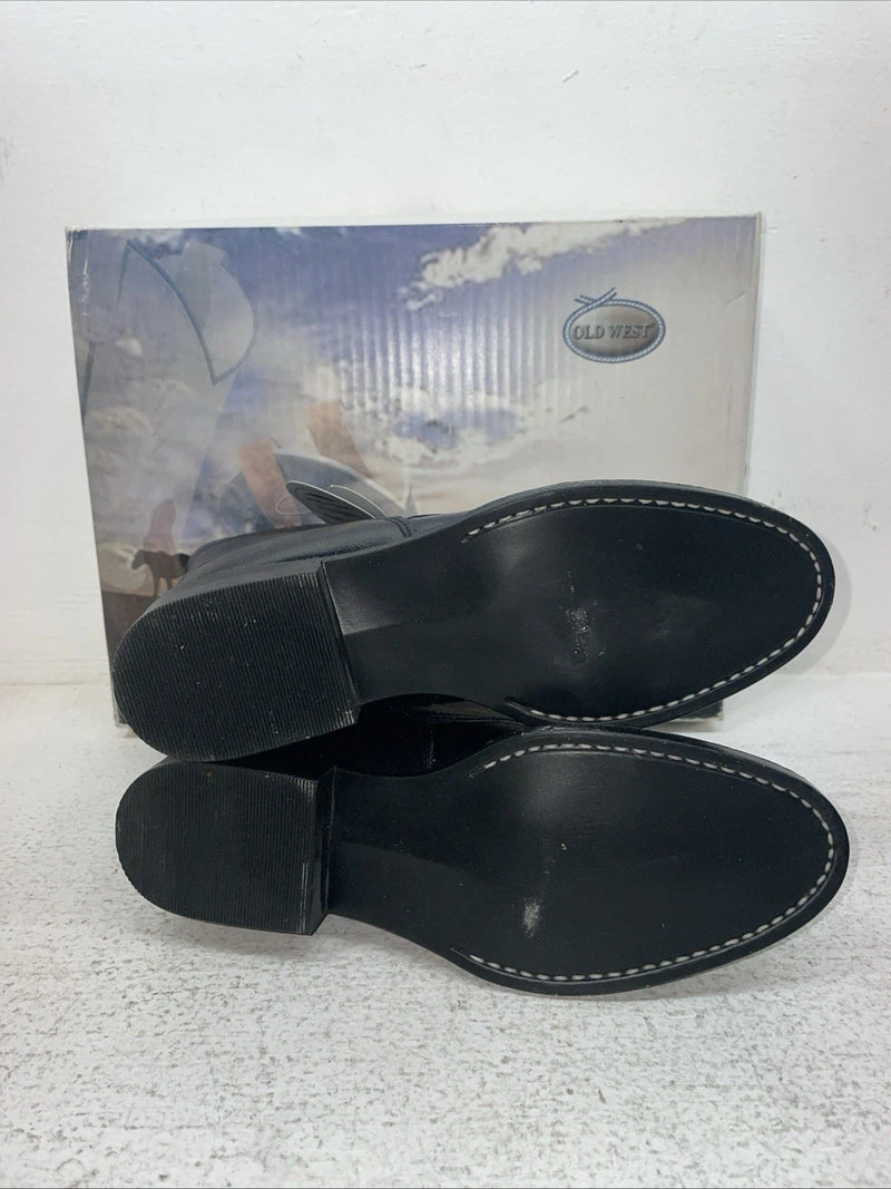 New Youth Black Lace Up Old West Cowboy Boots. Y 5110 3.5 3 1/2. 22-39
