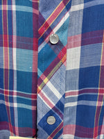 New Men’s ELY Cattleman Multicolor Plaid Short Sleeve Pearl Snap Large X-25