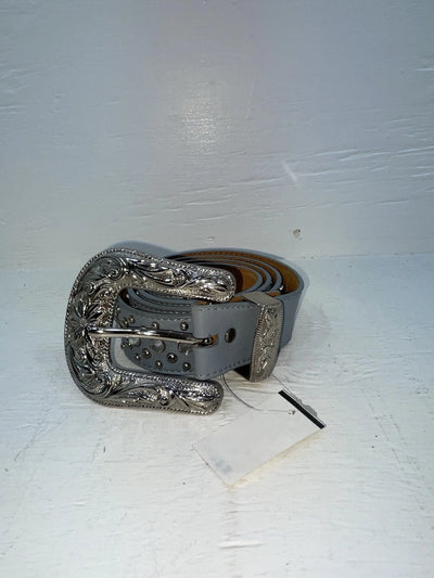 New Blue Genuine Leather 3D Silver Bling 38” Belt #667 JJ-80