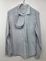 New Women’s Forego Blue Stripe Long Sleeve Button Up Size 36 LL-31